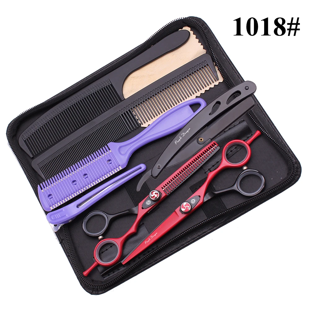 Набор ножниц для стрижки волос 5 &quotфиолетовый дракон JP нержавеющая 1018 #