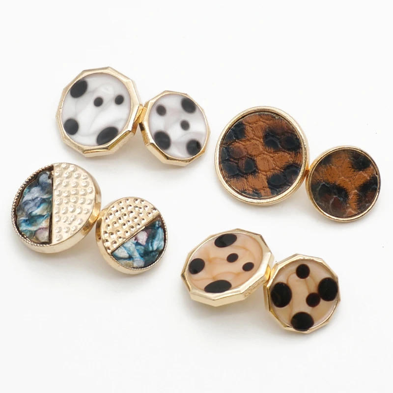 17 мм/25 мм квадратные кнопки с плоской спинкой в форме Луны леопардовая ткань