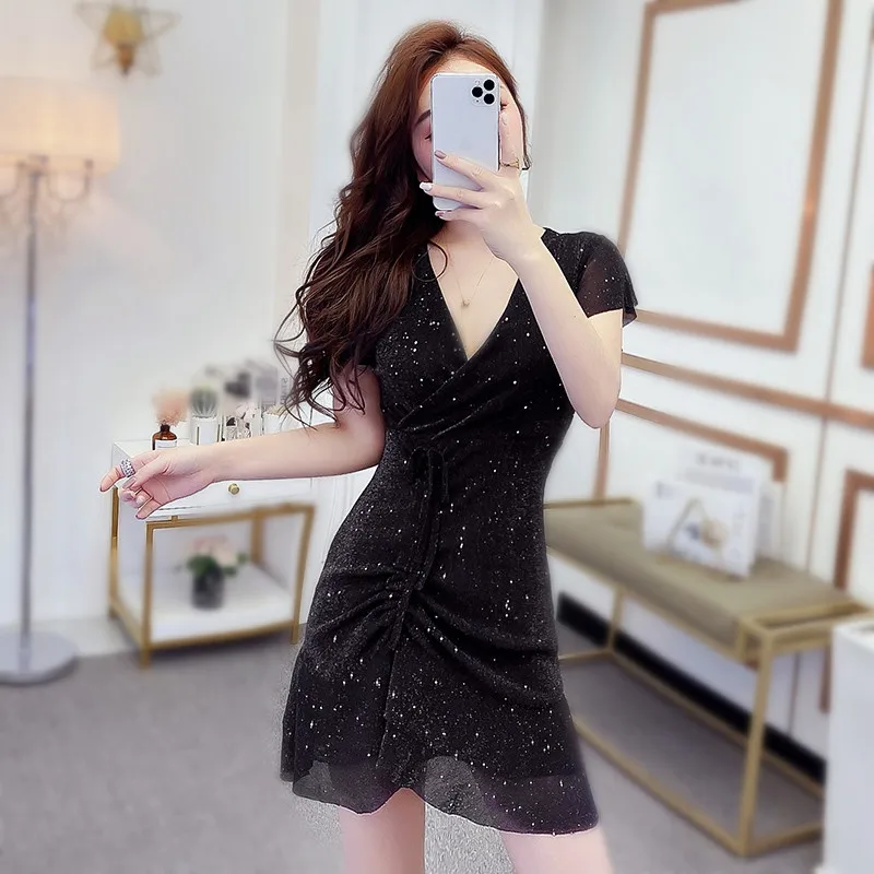 Новые летние Для женщин обувь для ночного клуба маленький черный похудения