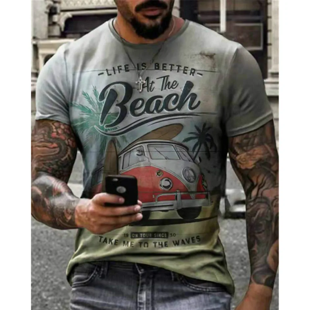 

2021 Men's Casual Breathable Summer T-shirt US Highway 66 3D Printing Clothing Custom Loose Large Size T-shirt