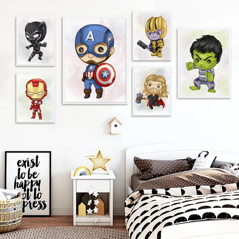 

Disney Canvas Painting Cartoon Marvel Avengers Superhero Wall Art Posters Prints Pictures Birthday Gift Boy Kid Room Decoration