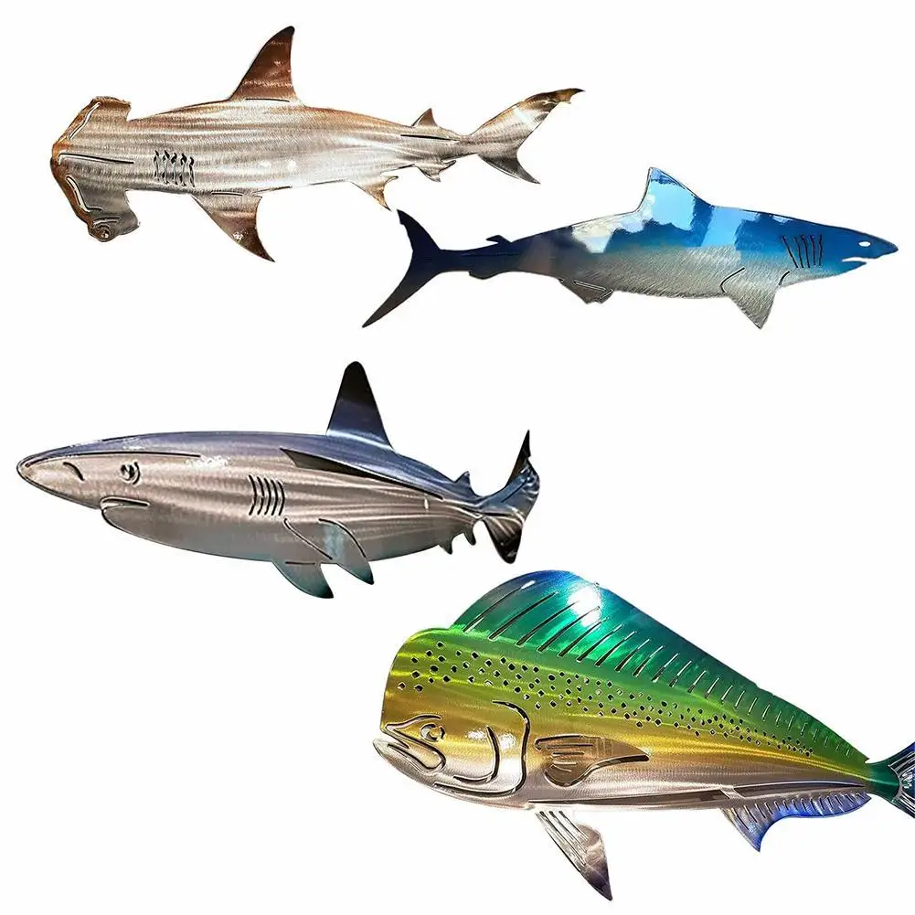 

Shark Shape Wall Hanging Pendant Delicate Realistic Steel Anti-rust Fish Shape Art Wall Decoration Living Room Pendant