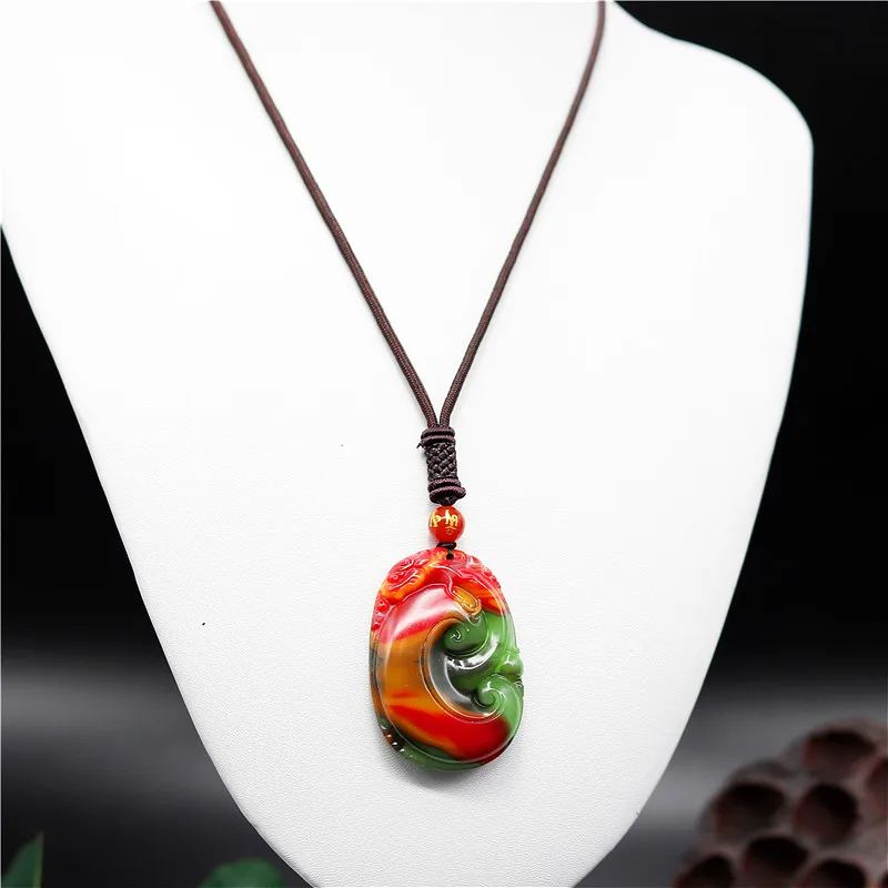 Ожерелье с подвеской в виде дракона из хэтяня натурального цвета | Украшения и