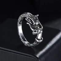 2021 new arrival vintage punk trendy open ring unisex men women adjustable size silver color dragon rings fashion jewelry gifts