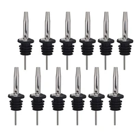 12pcs stainless steel classic wine liquor bottle speed pourers with tapered spout flow wine bottle pour spout stopper barware