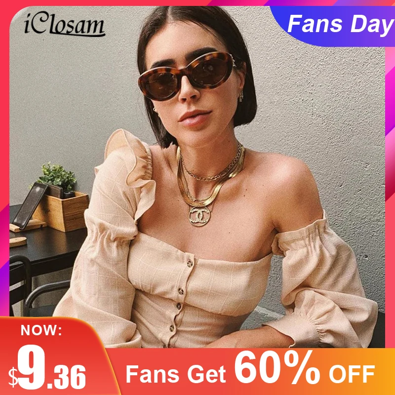 IClosam винтажные Топы в викторианском стиле с пышными рукавами Сексуальная рубашка