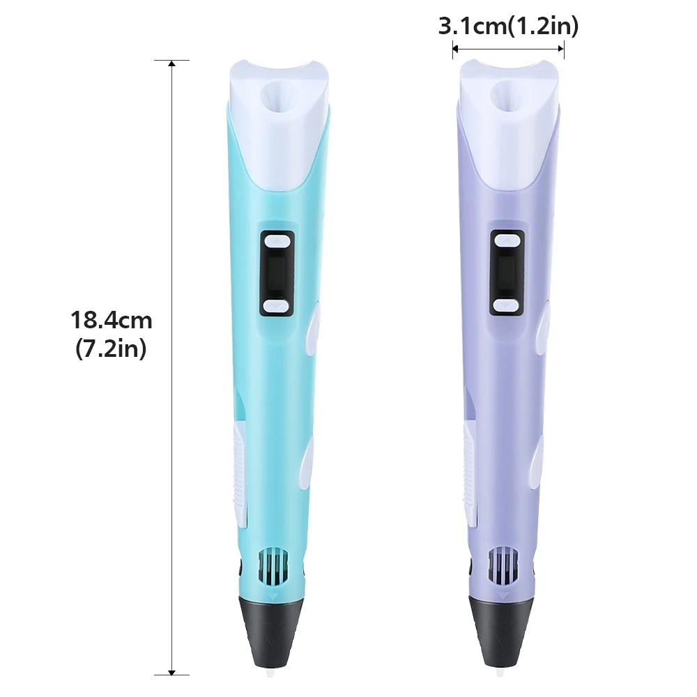 

3D Printing Pen DIY Drawing Crafting Modeling Pens LCD Screen PLA ABS Filament Creative Design Toy Kids Christmas Birthday Gift