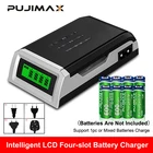 PUJIMAX LCD-002 ЖК-дисплей с 4 слотами интеллектуальное зарядное устройство для AAAAA NiCd NiMh аккумуляторных батарей
