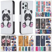 fashion zipper wallet coque case for iphone 13 pro max mini painting magnetic shockproof card slot leather flip protect cover