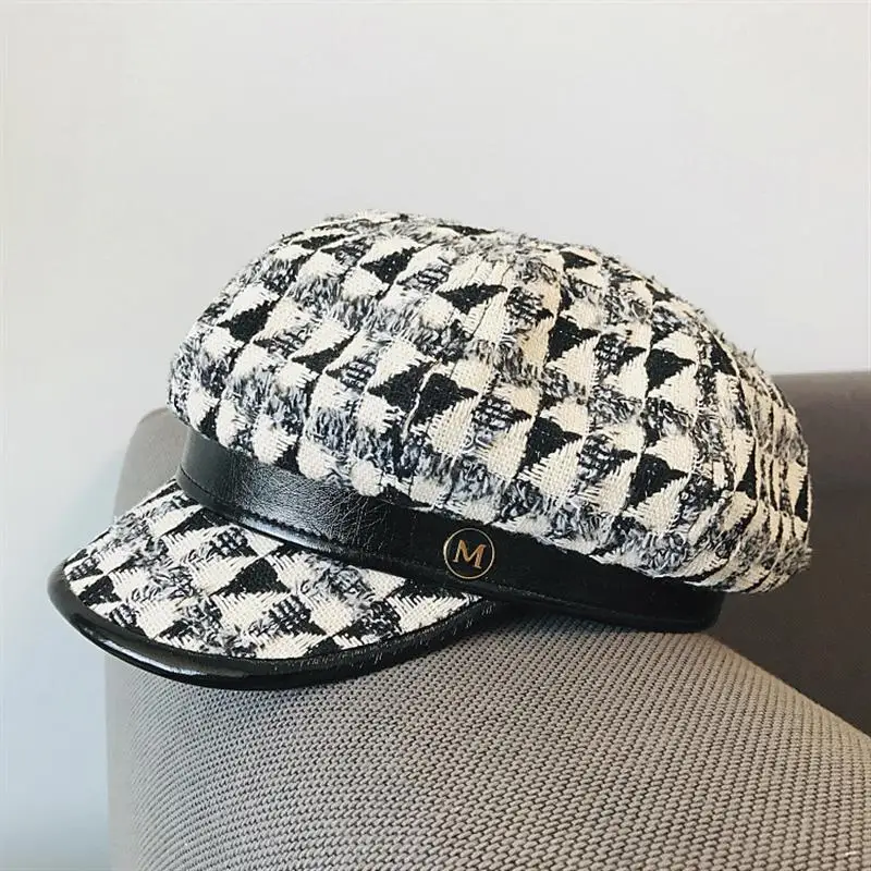 Кепка в стиле женский ремень PU восьмигранной крышкой на весну возраст девочек