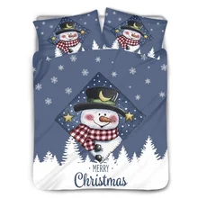 Juego de ropa de cama de diseño de marca para niños, funda nórdica con estampado de muñeco de nieve, edredón de dibujos animados, Sábana, decoración de invierno y Año Nuevo (4)