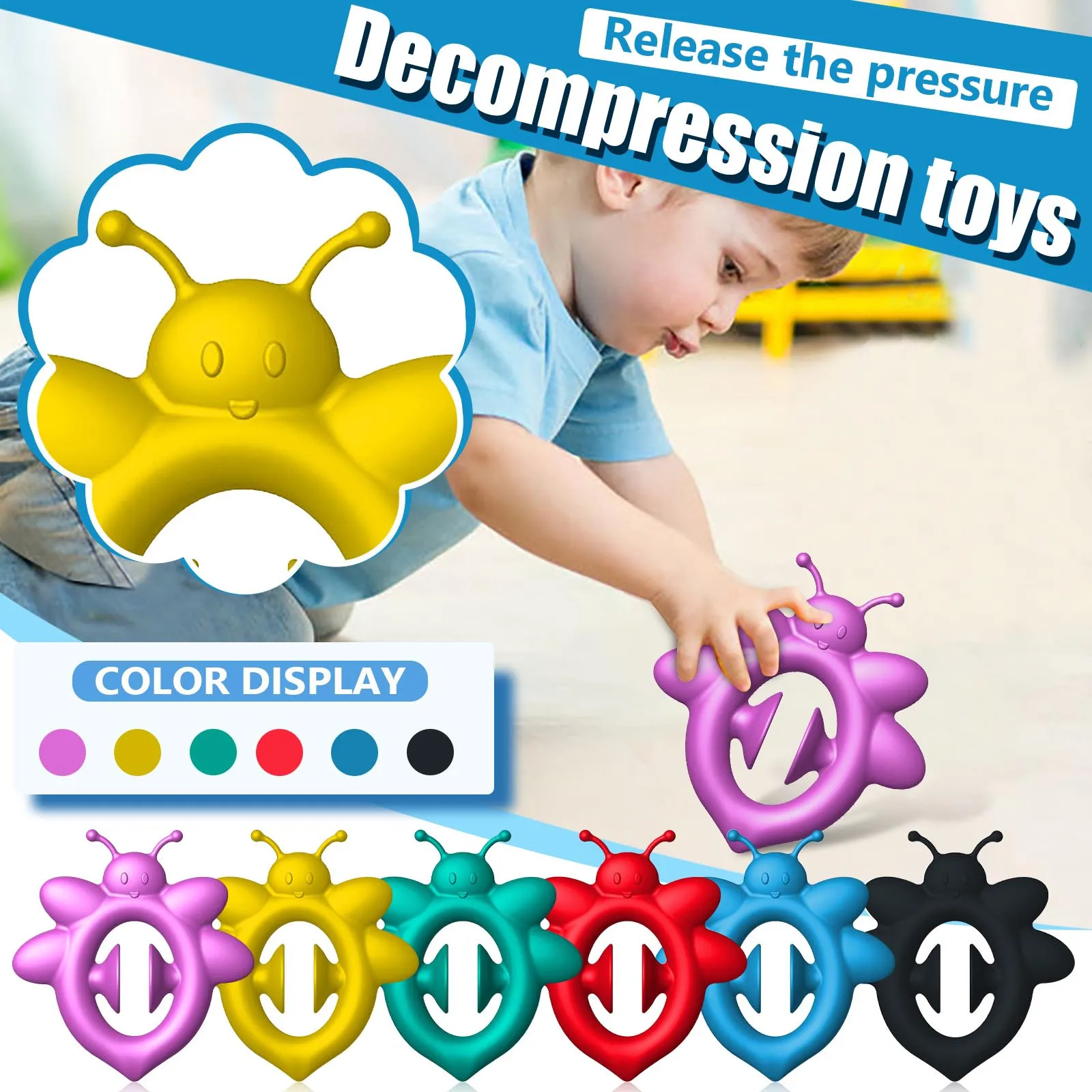 

Snapperz Fidget Toy Silicone Bee Grip Finger Trainer Autism Needs Stress Reliever Anxiety Relief Toys Extrusion Sensory Toys Y*