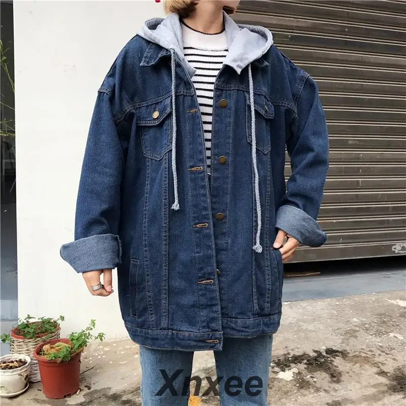 Женская джинсовая куртка в стиле Харадзюку свободная повседневная верхняя