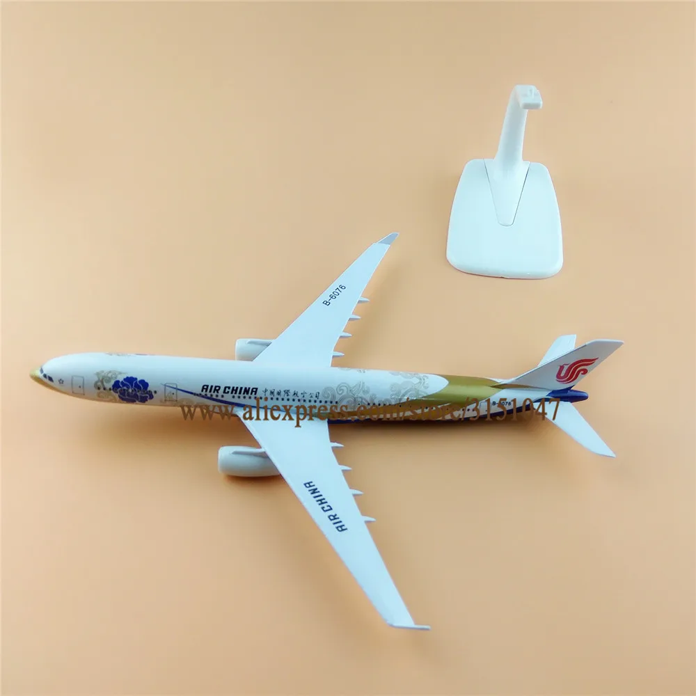 

20cm Air China Blue Peony Airlines A330 Airbus 330 B-6076 Plane Model Alloy Metal Diecast Model Airplane Aircraft Airways Gift
