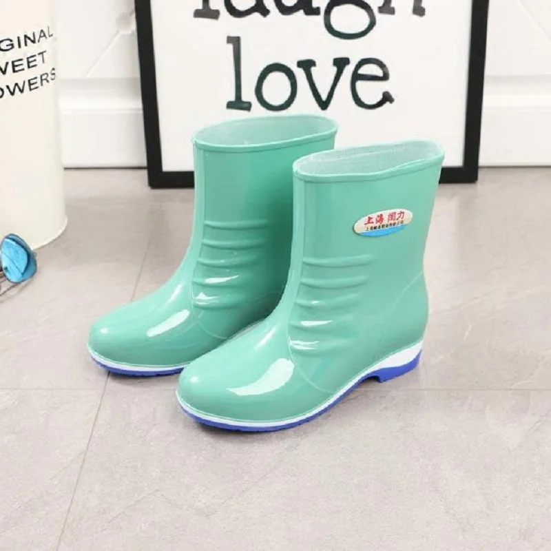 Женские нескользящие резиновые ботинки Ms. демисезонные с рукавами Короткие