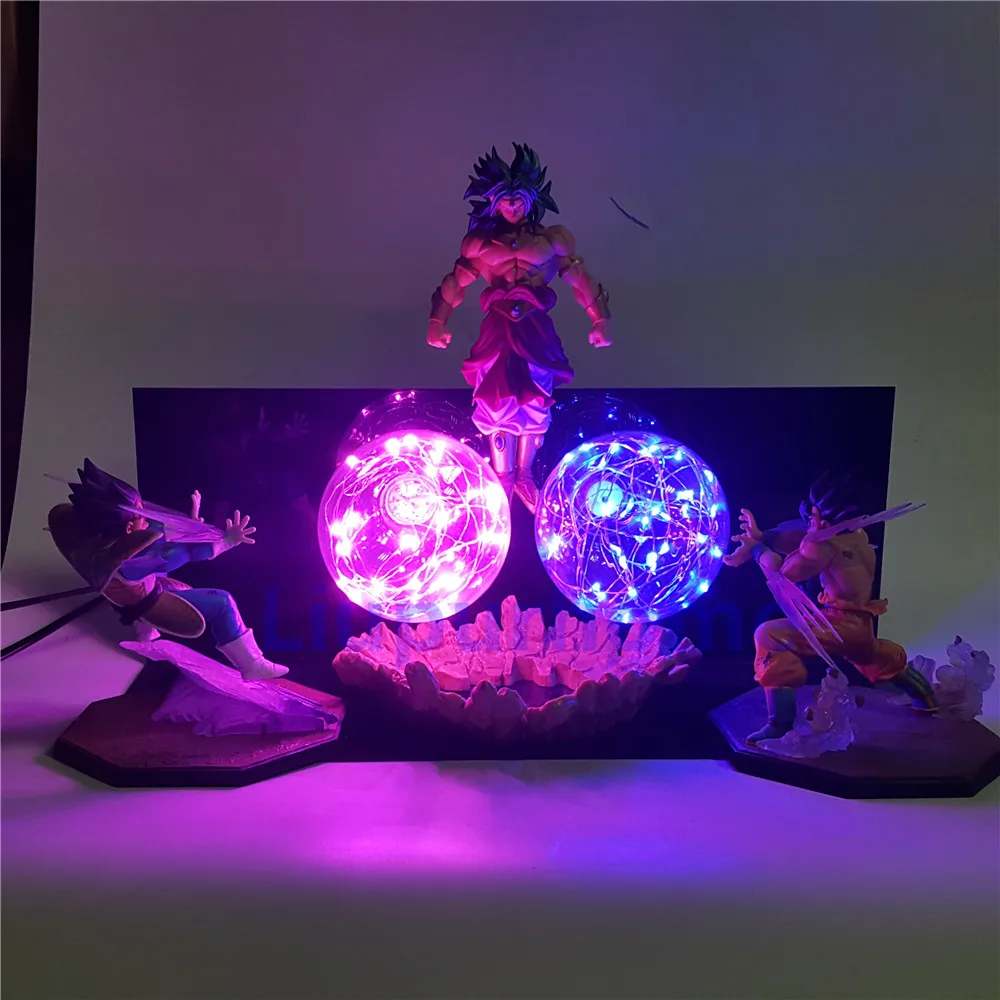 Настольная лампа Dragon Ball Z Goku Vegeta VS Broly ночные светильники 3D светодиодный DIY Набор Супер Saiyan фигурки освещение Lampara Рождественский подарок