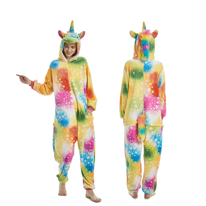 Новое животное кигуруми комбинезон для взрослых унисекс Единорог Ночная сорочка