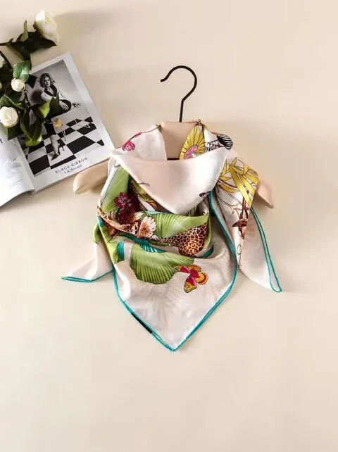 Платок женский из 2019 шелка квадратный с леопардовым принтом 90 х90 см |