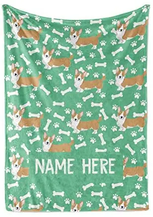 

Custom Corgi Fleece and Sherpa Throw Blanket for Men Women Kids Babies - Blankets Perfect for Bedtime Bedding or as Gift Mom Dad