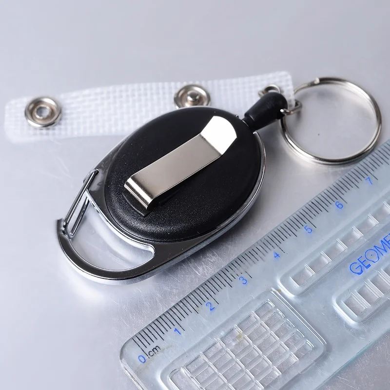 

Retractable Keychain Carabiner Oval Shape ABS Zinc Alloy Anti-lost Steel Rope Buckled Clip Ring Outdoor Climbing Tool