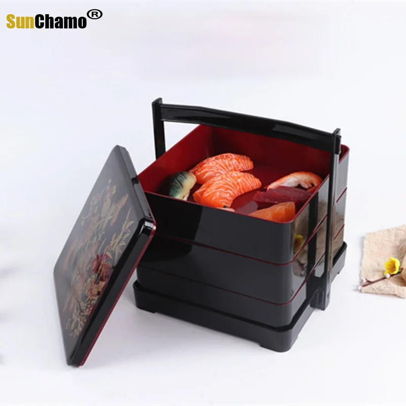 

Three Layers Japanese Sushi Box Lunch Box Picnic Snack Box Fast Food Packages Bento Box Snack Packaging Box Candy Gift Lunch Box
