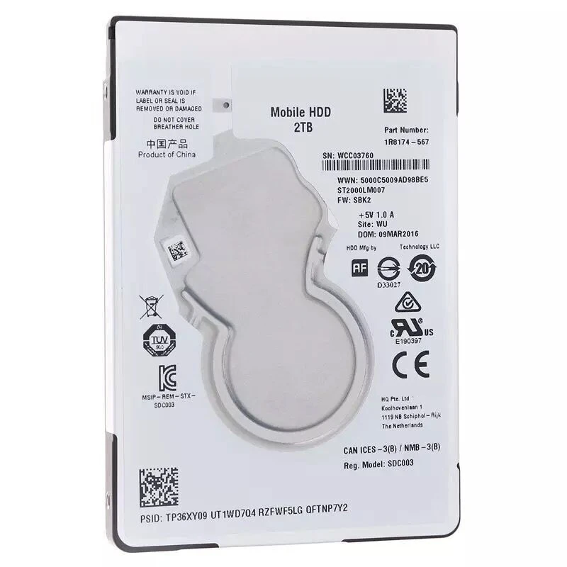 Новый HDD для Seagate бренд BarraCuda 2 ТБ 5 &quotSATA 6 ГБ/сек. 128 МБ 5400 об/мин внутреннего