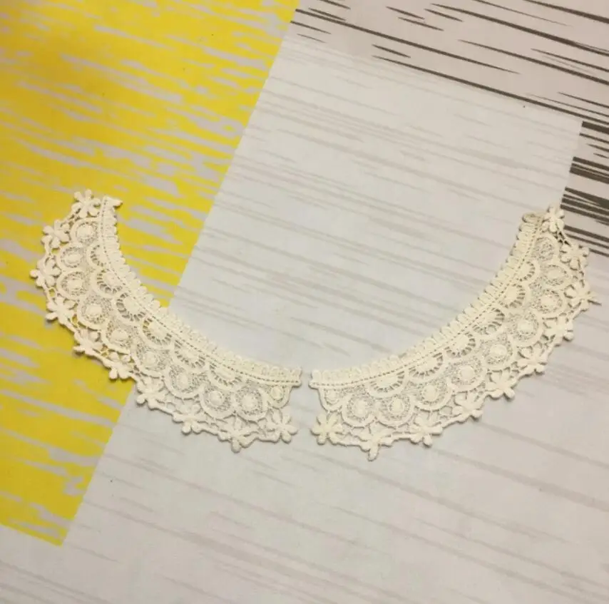 2 шт./1 пара бежевый воротник ткань цветок Venise кружево швейная аппликация сделай