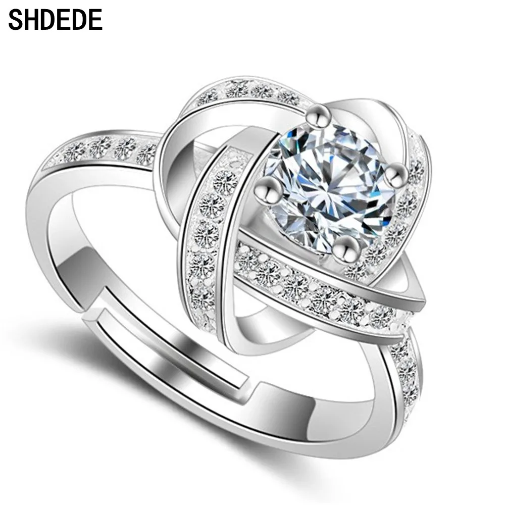 

SHDEDE 925 Sterling Silver Finger Rings For Women Fashion Wedding Jewelry Gift Embellished With Crystals From Swarovski -X164