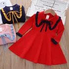 Платье для девочек, новое трикотажное платье-свитер на весну и осень, милая трикотажная юбка для девочек, платье-свитер с юбкой принцессы