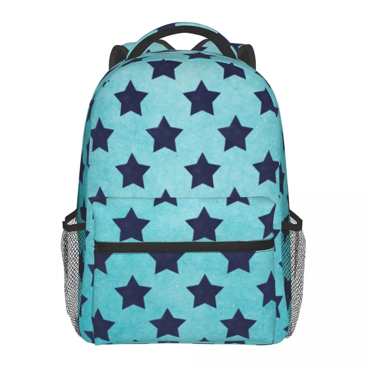

Blue Textures Vintage Star Pattern Casual Daypack Travel School Bag with Pockets for Women College