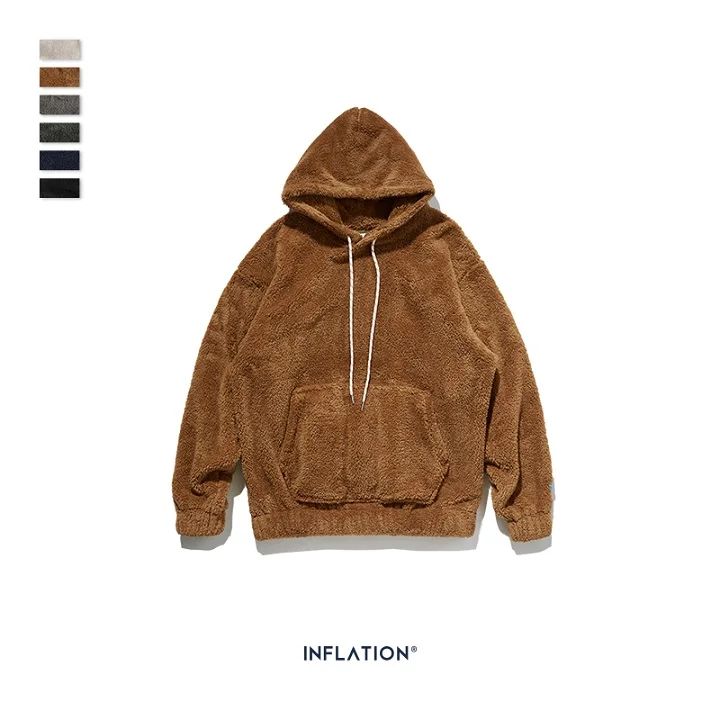Brown Толстовка с капюшоном из шерсти и флиса цвета хаки, новинка 8778 W - Цвет: Brown
