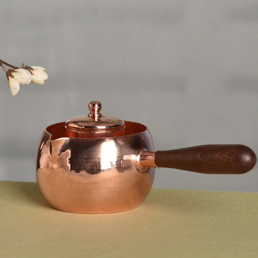 Ручная работа чайник из чистой меди кофейник с ручкой бойлер молоток узор посуда
