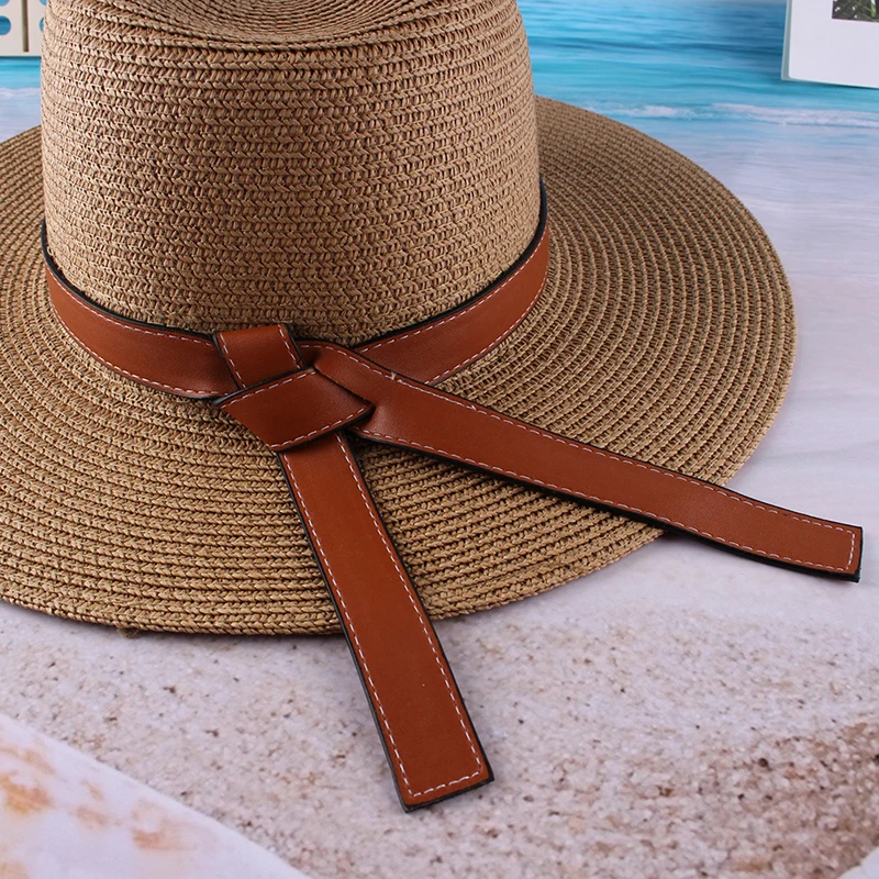 

New Summer Folding Beach Holiday Sunshade Straw Bowler Hats Woman Nice Belt Jazz Leisure Style Outing Man Classic Retro Sun Hat