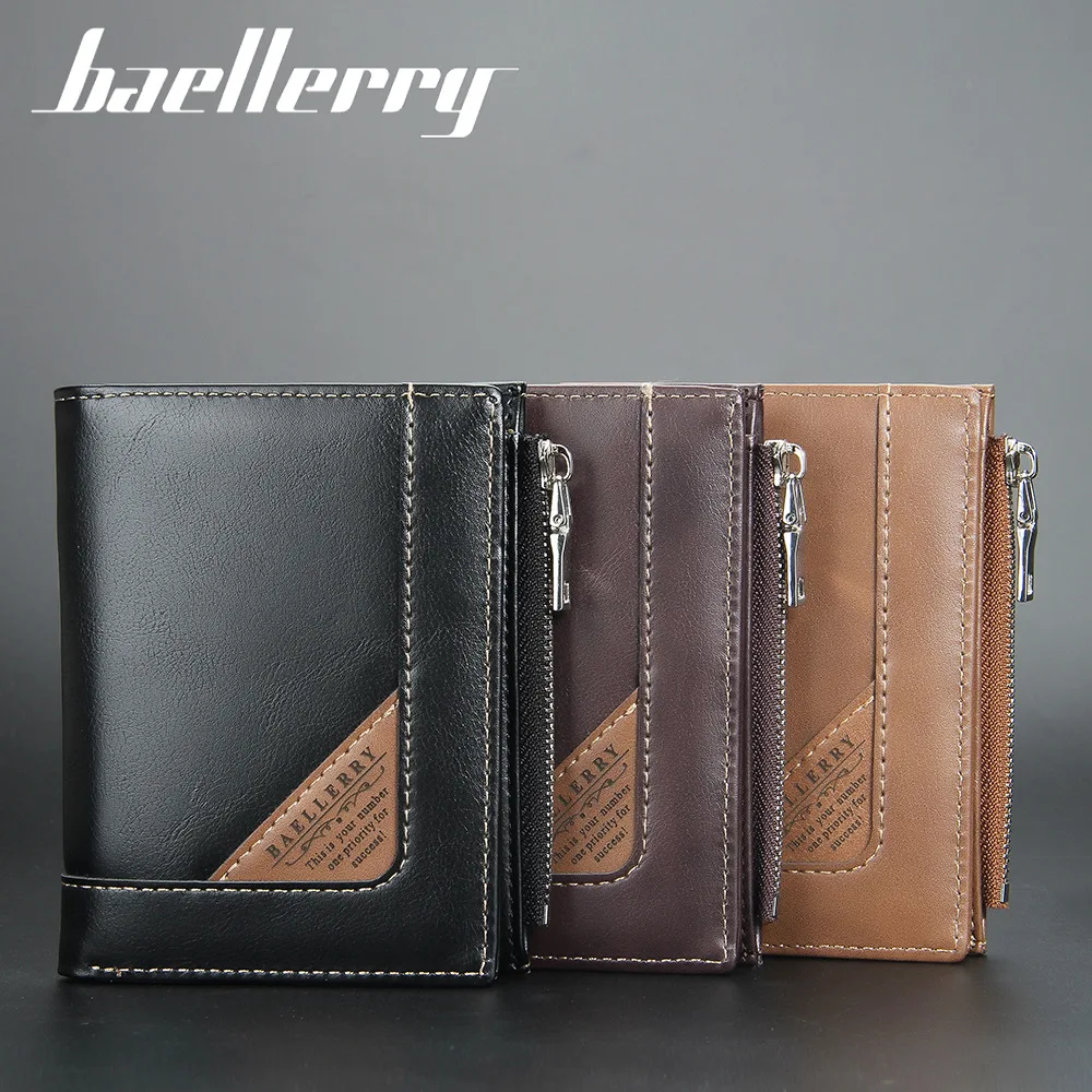 2021 High Quality Men's Wallet Fashion PU Leather Vertical Zipper Coin Purse Large Capacity Buckle Male Solid Color Card Holder | Багаж и
