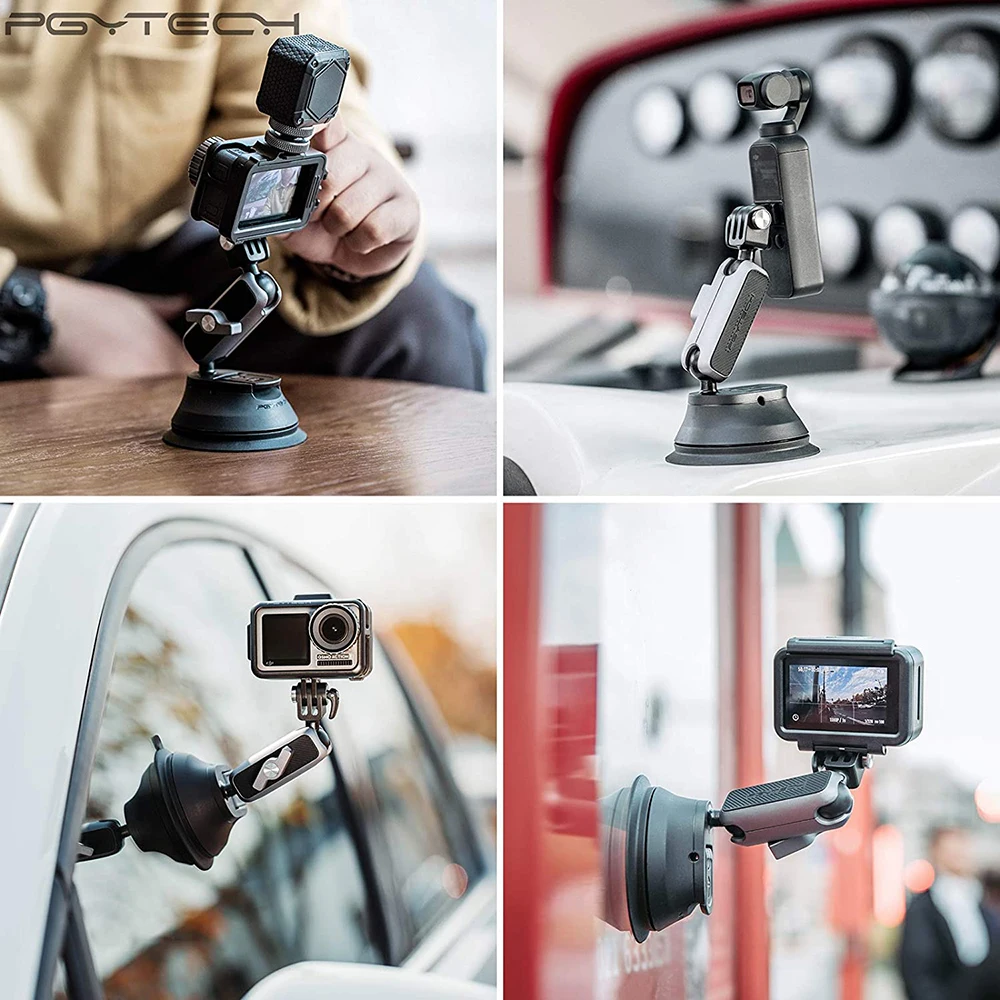 PGYTECH Suction cup for glass action cameras Mount Holder Universal 1/4 Inch Adapter Bracket insta360 dji 2 accessories | Электроника
