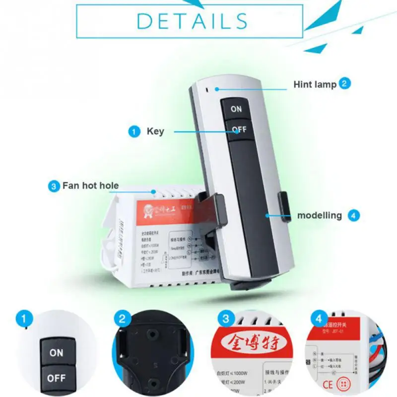1/2/3 Channel ON/OFF 220V Wireless Remote Control Switch Receiver Transmitter for Lamp Light Ways Digital | Обустройство дома
