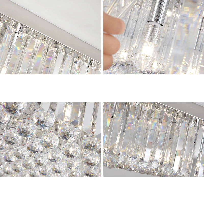 

Simple modern LED rectangular warm living room hall crystal lamp atmospheric luxury 1 meter 1.2 headlamp ceiling light fixture