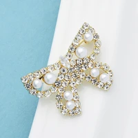 wullibaby czech rhinestone butterfly brooches for women lady cute pearl insect party office brooch pin gifts