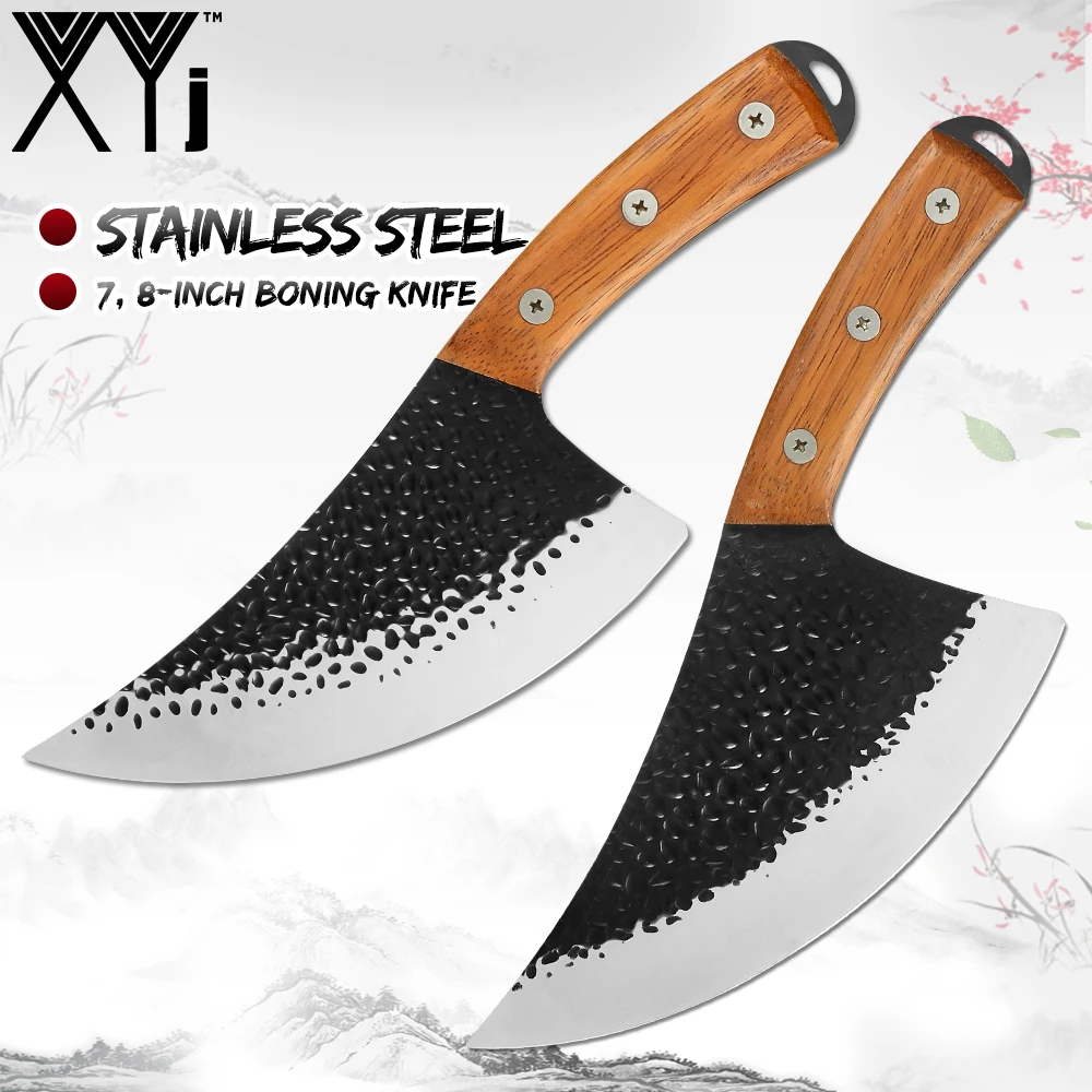 

XYj Kitchen Cooking Tool 7/8 Inch Stainless Steel Boning Knife Chinese Slicing Chopping Tool Wooden Handle Practical Accessory