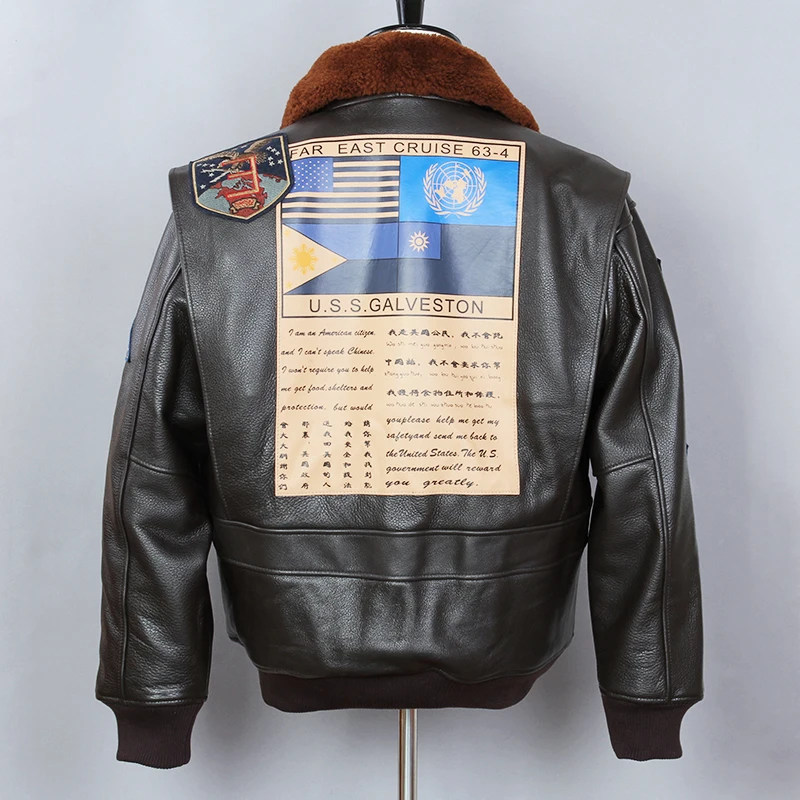 Мужская куртка бомбер из натуральной воловьей кожи FLY AVIREX зимняя G1|Мужские
