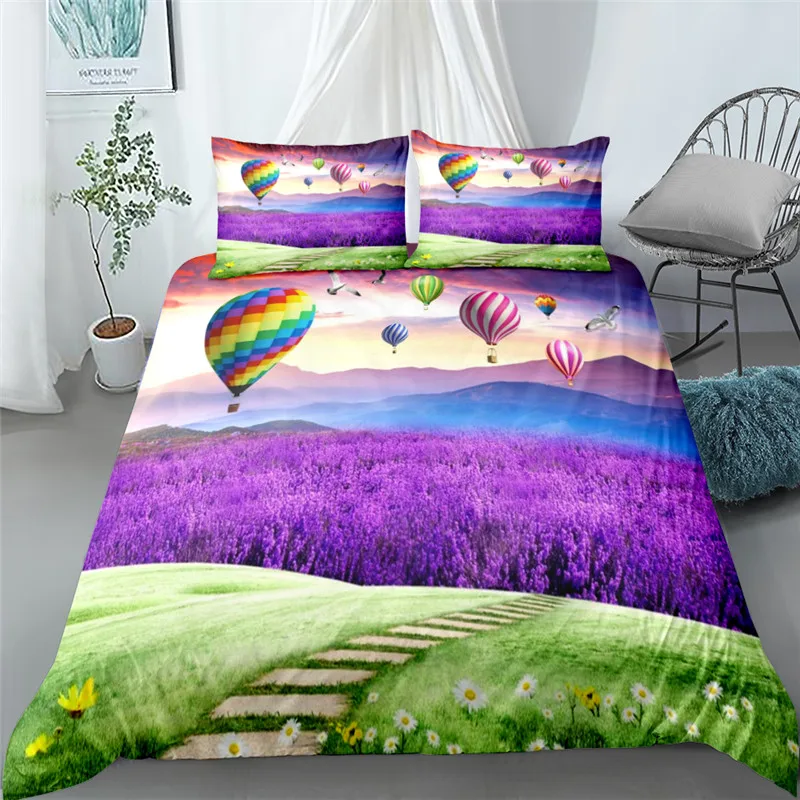 

romantic hot balloon 3d bedding set king queen double full twin single size bed linen set