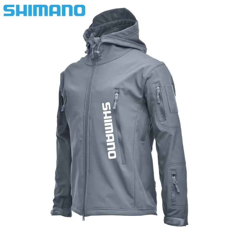 

Shimano Jackets Shark Soft Shell Fishing Clothes Tactical Jacket Windbreaker Flight Pilot Hood Military Fleece Fishing Jacket