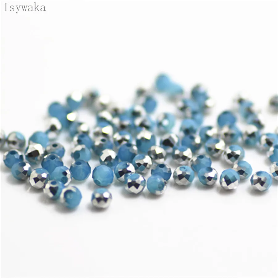 

Wholesale Solid Blue silver Color 3x4mm 300pcs Rondelle Austria faceted Crystal Beads Loose Spacer Round Beads Jewelry Making