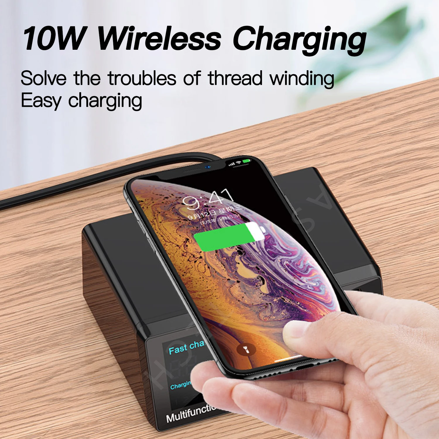 100w 8 ports usb charger qi wireless charging digital display qc pd fast charger dock station for iphone 12 11 pro xiaomi huawei free global shipping