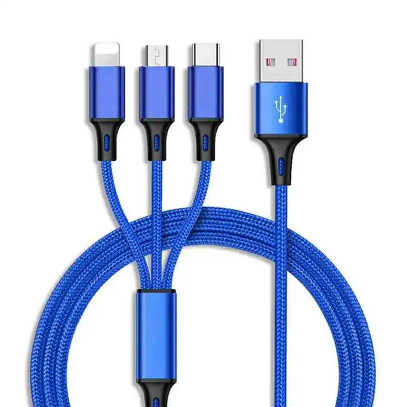 Blue 3 в 1 usb зарядный кабель для мобильного телефона usb type C 3A быстрое зарядное устройство для планшета зарядный кабель USB шнур для мобильного телефона - Тип штекера: Blue