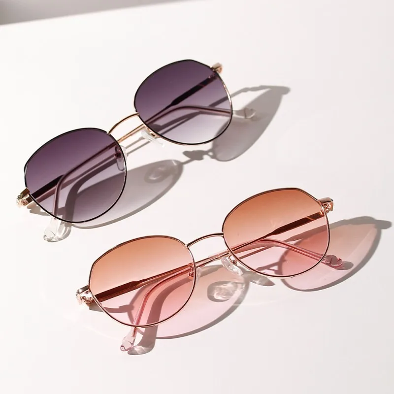

Fashion Style Round Glasses Semi Metal Retro Sunglasses Retro Classic Sunglasses Women's Rimless Oval Eyewear