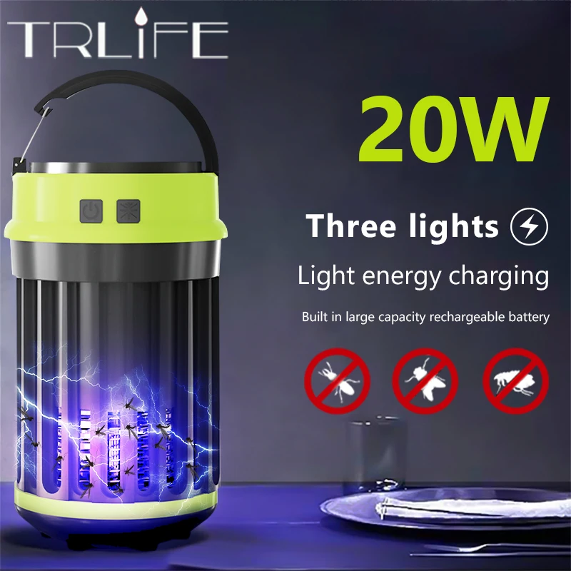 

20W Mosquito Killer Lamp Powerful Solar Light USB Camping Lamp Electric Repellent Portable Lantern For Fishing Lamp Night Lights
