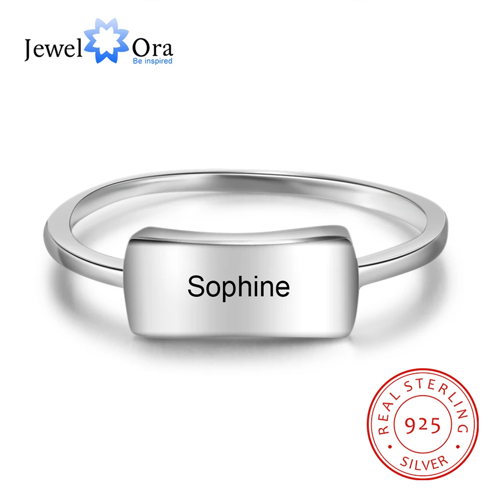 Женское кольцо с серебряной гравировкой JewelOra серебряное в простом стиле именем