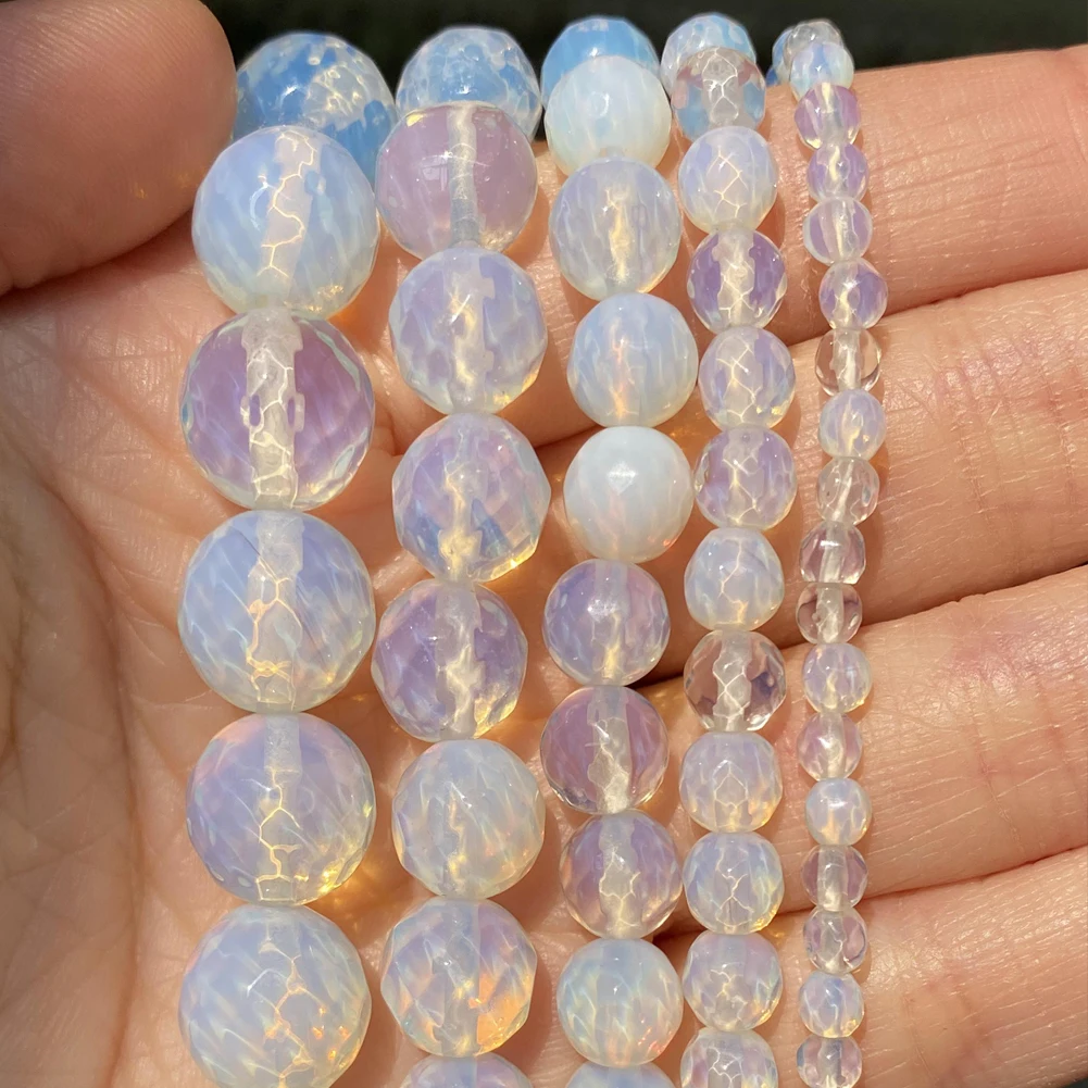 Naturstein Facettierte Opal Perlen Runde Lose Spacer Perlen Für Schmuck Machen Diy Armband Charm Ringe Zubehör 4 6 8 10 12mm – Detail 5