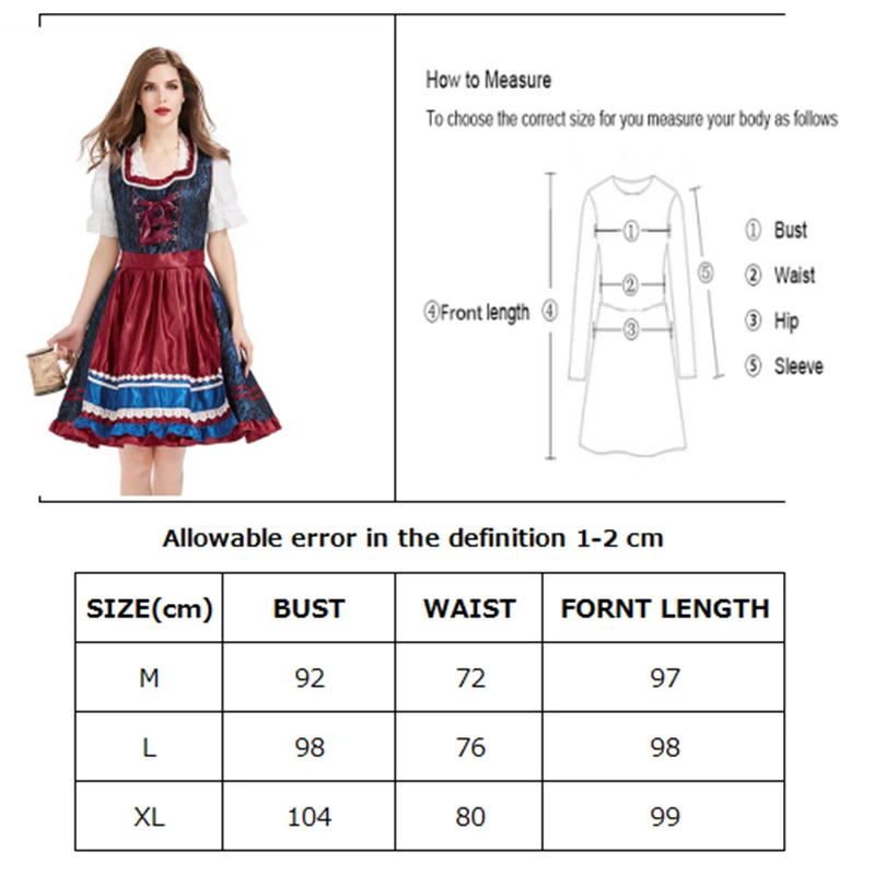 

Fashion Carnival Dirndl Oktoberfest Costume Wench Alpen Girl Top Dress Outfit Cosplay Halloween Fancy Party Dress